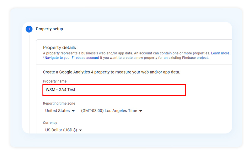 Property Name Google Analytics 4